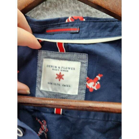 Denim & Flower Ricky Singh Dancing Santa  Boys Navy Button-Down - Picture 3 of 6